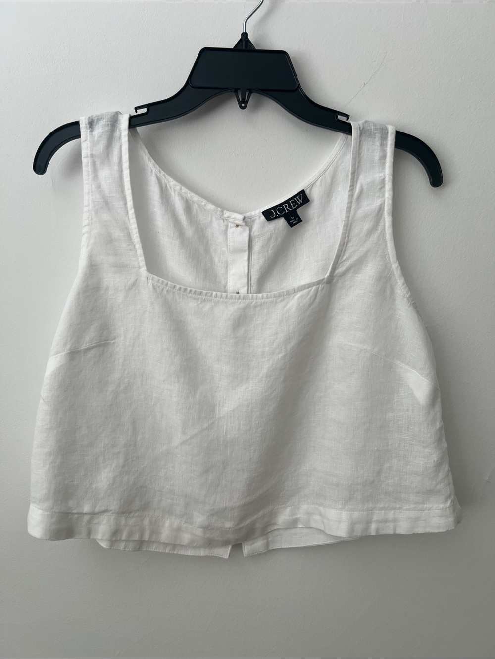 J. Crew White Linen Cropped Tank Top